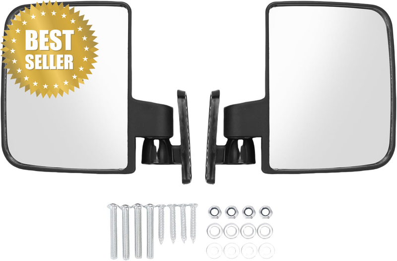 Golfs Cart Mirror, 1 Pair No Drilling Side View Mirrors, Universal Replacement f