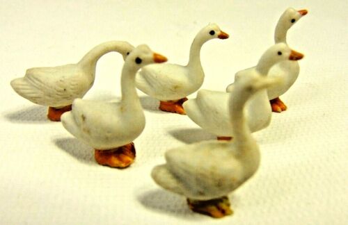 6 pc. Vintage Miniature Geese Ducks Made Japan Ceramic Bonsai Terrarium Figurine