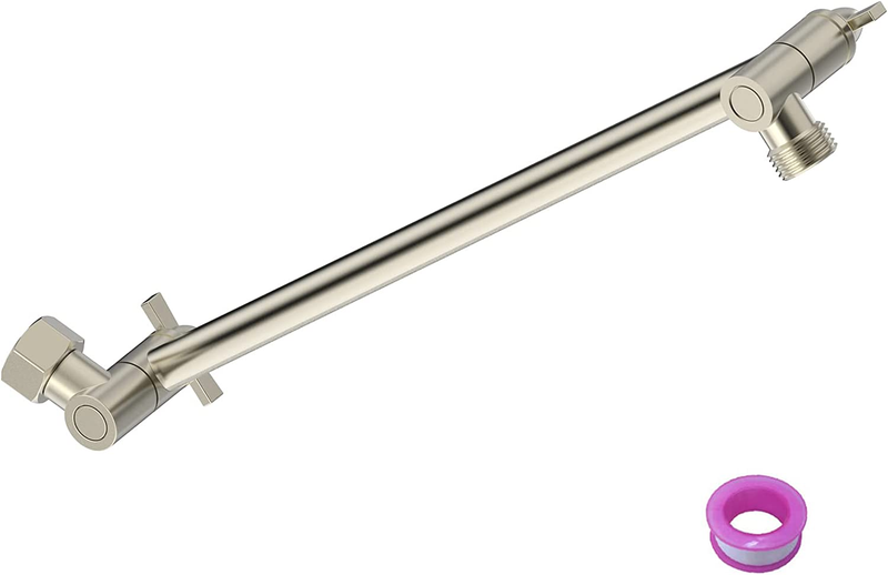 8 Inch Shower Head Extension Arm Brushed Nickel. Solid Brass Adjustable Shower A