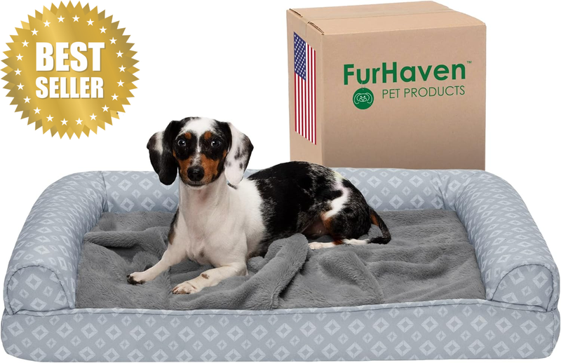 Cooling Gel Dog Bed for Medium/Small Dogs W/Removable Bolsters & Washable Cover,