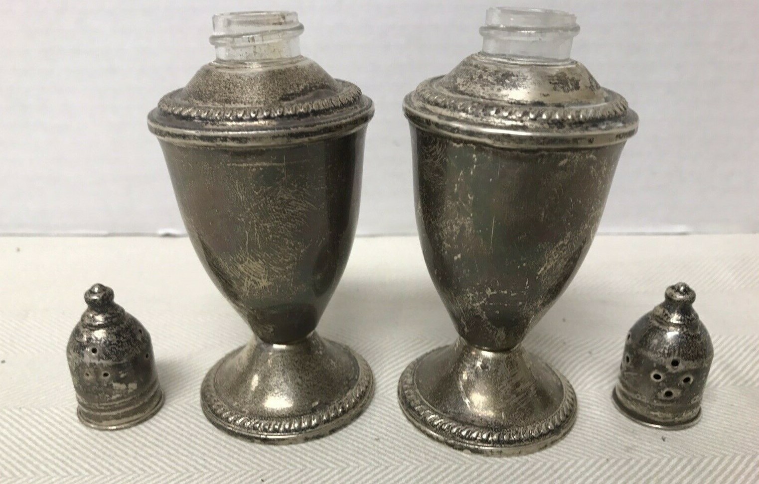 Vtg Pair Set Salt & Pepper Shakers Duchin Creations Sterling Silver