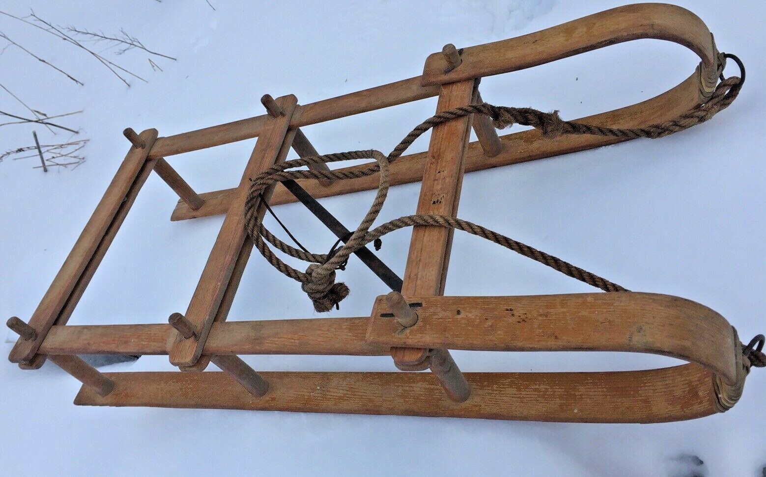 Vintage wooden folding trappers/ ice fishing sled