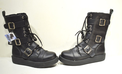TUK 3 Buckle Boots 2014 Vegan Punk Goth Size 8 Men's - Size 11 Women's NEW w/tag