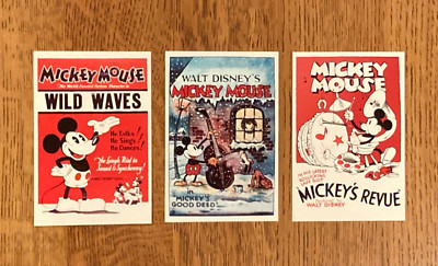 Classic Mickey Mouse Poster Images (3 Different) Official USPS Postcards (Set B)