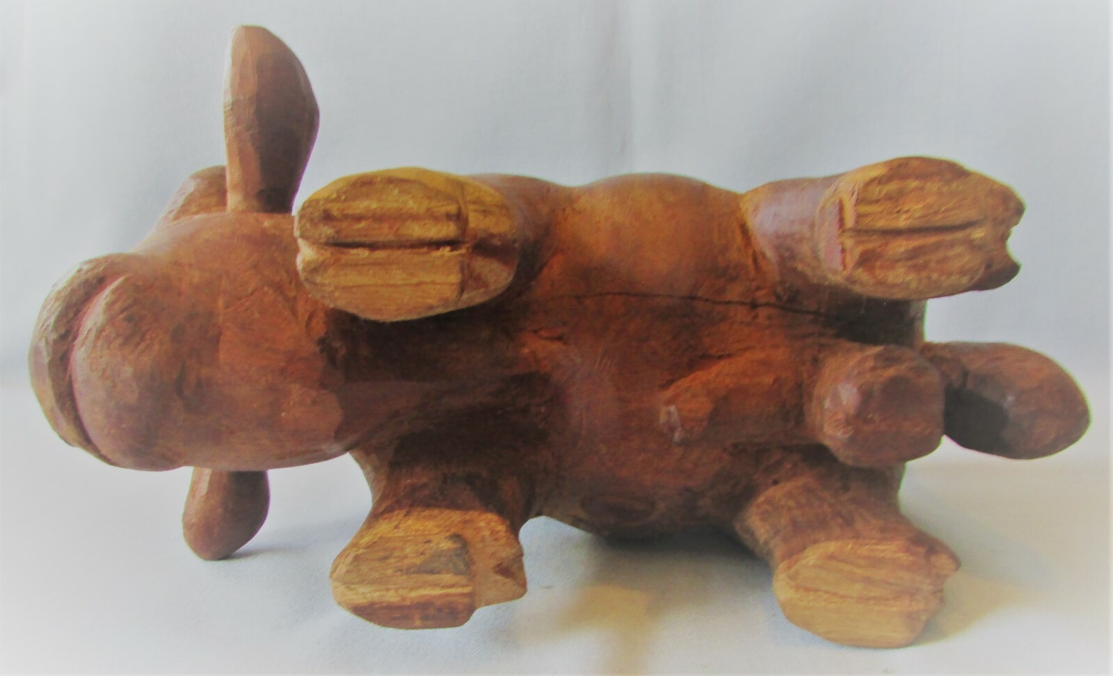 Vintage Folk Art Hand Carved Bull By Basil Thomas