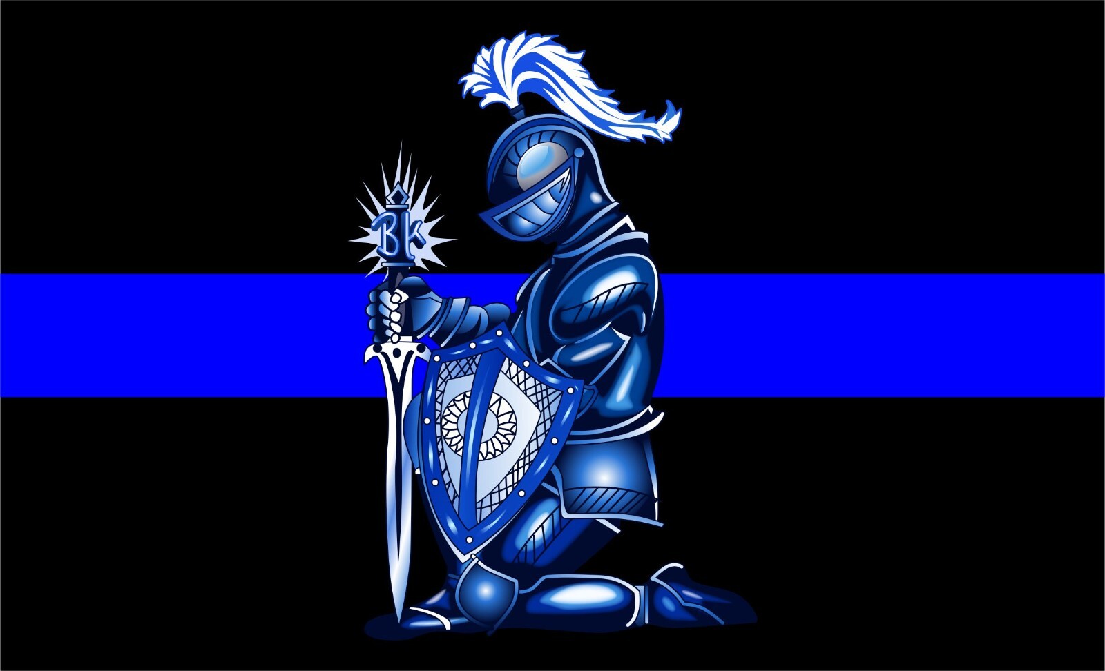 Thin Blue Line Police Decal Kneeling Knight Thin Blue Line Sticker Various Sizes