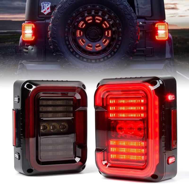 C-Shaped LED Taillights for 2007-2018 Jeep Wrangler JK JKU Sport Sahara Rubicon