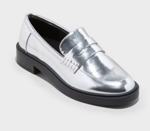 靴 GIDEAL. heart shaped loafer silver 43 4369a761aabdbe5543e9a5a954ddf8