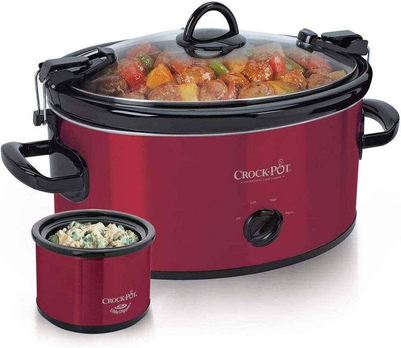 Crock-Pot Programmable 6-Quart Countdown Oval Slow Cooker with Dipper, Red