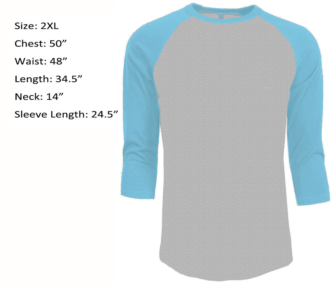 Простая футболка с рукавом 3/4, бейсбольный трикотаж реглан, мужская футболка, серая, голубая, 2XL
