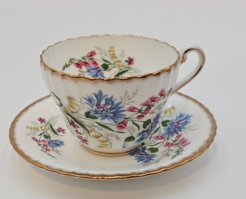 Paragon Teacup And Saucer Flowers Multi-Colored Fune Bone China Vintage 