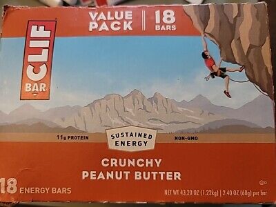 18 Full Size 2.4 oz VALUE PACK CLIF Bars Crunchy Peanut Butter  Plant Base 6/24
