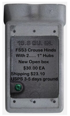 FSS3 CROUSE HINDS Mallable 1 gang shallow box  with 2.....1'' Hub 