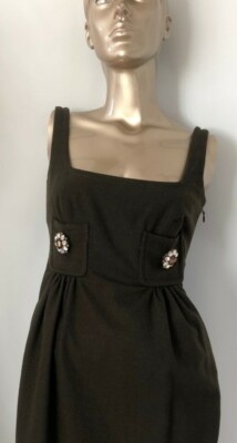 Auth DSQUARED2 Jewelled Midi Sheath Wool Pencil Dress S *NEW*