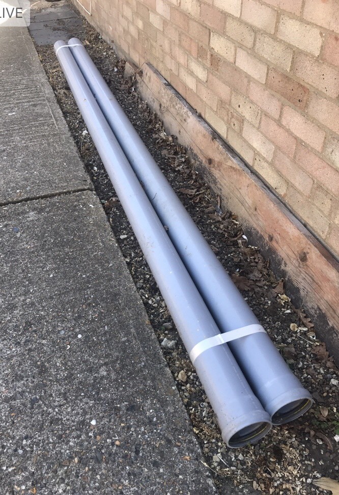110mm Grey Soil / Waste Pipes 3 meters long in Kesgrave, Suffolk