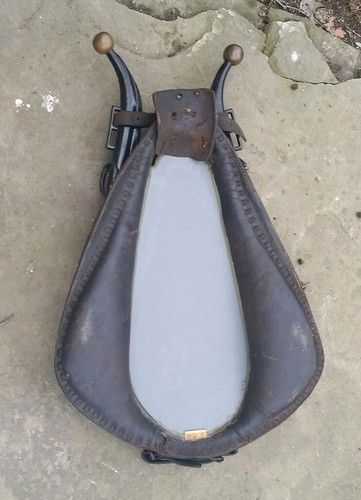 Vintage Leather Horse Collar Mirror Rustic Farm Ranch Cabin Decor Large 30”X19”