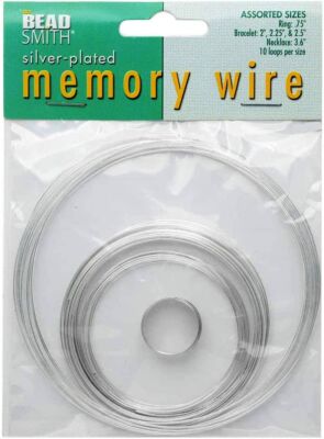 Beadsmith Assorted Memory Wire Variety Pack - Silver Plated - 10 Loops Per Size