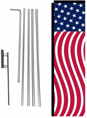 USA American Glory Patriotic Outdoor Rectangle Banner Flag with Pole Kit and...