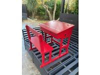 Beautiful Red Wooden Children's Childs School Desk And Bench Seat From MAISON DU MONDE Cost £183.00