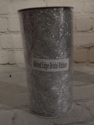 Studio his & hers Wired Edge Bridal Ribbon 6''x10yds-Silver