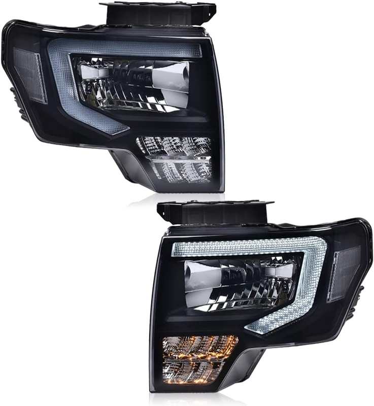 LED Headlight for Ford F150 2009-2014 Driver & Passenger Smoky lens Black House