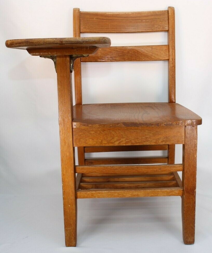 Vintage School Desk Wooden 1950s Model Solid Wood Great Color Interesting Patina