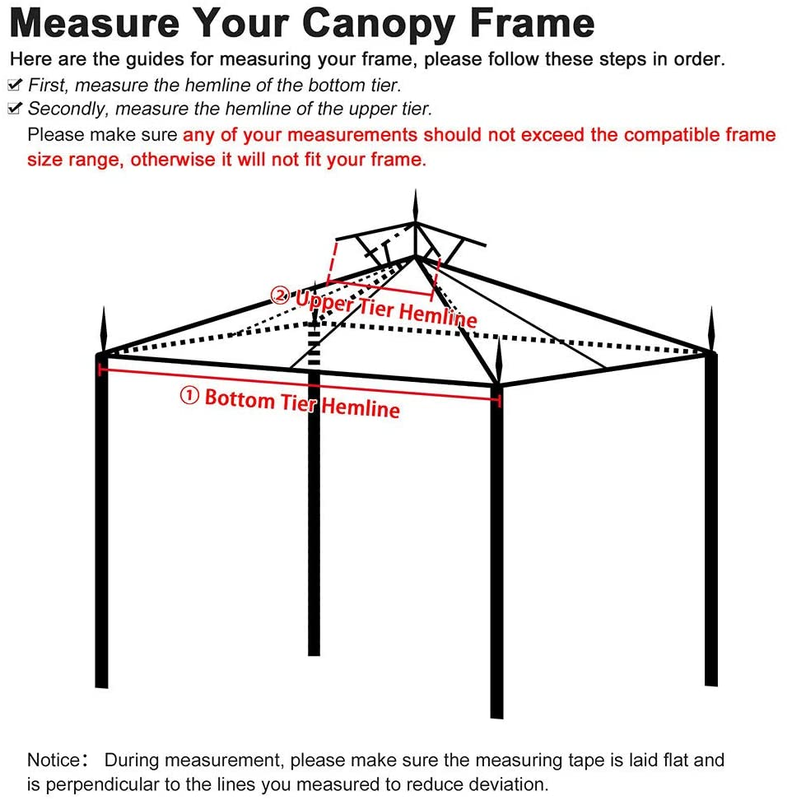 12'X10' Gazebo Top Canopy Cover Sunshade for Sunjoy L-GZ288PST-4D