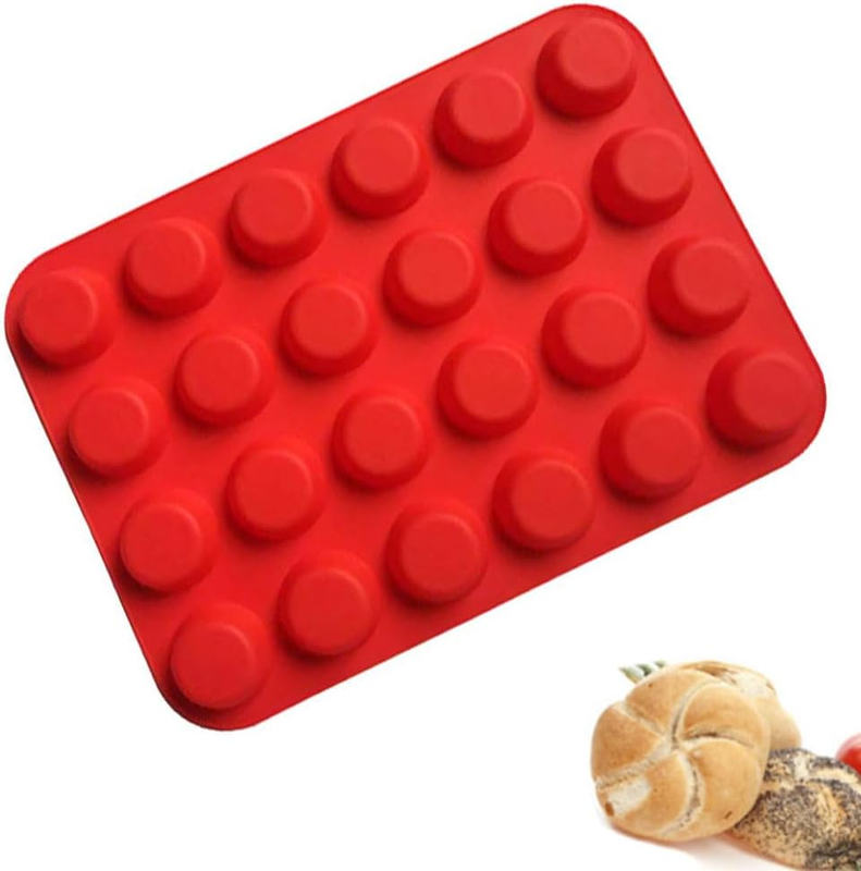 Silicone Mini Muffin & Cupcake Pan,24 Cup Non-Stick Baking Tray,Lightweight Bake