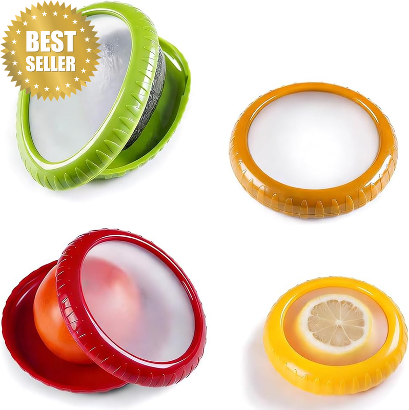 Reusable Fridge Fresh Pod Food Storage Containers, 4-Piece Avocado Keeper & Onio