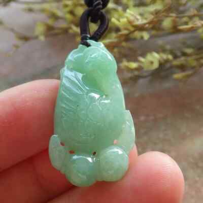 Certified Green Burma Natural 100% A Jade jadeite Pendant Swan Lotus 412571