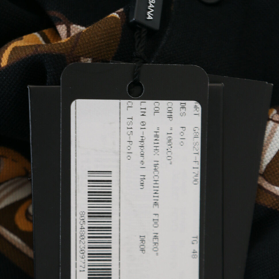 

DOLCE - GABBANA Футболка Черная футболка-поло с короткими рукавами и принтом автомобиля IT46 / US36 /  650usd, Черный