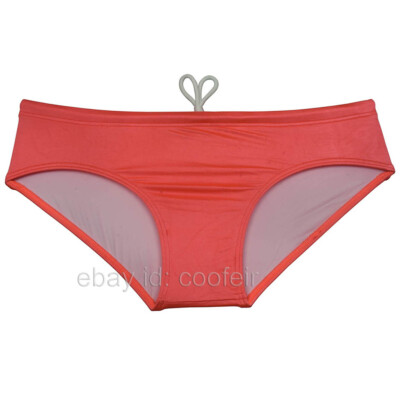 Men's Shiny Swim Briefs Drawstrings Swimwear Elastic Smooth Swim Trunks Swimsuit