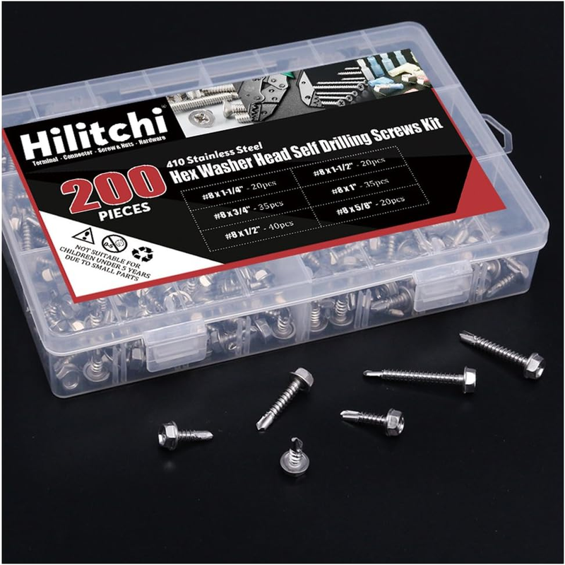 410 Stainless Steel #10 Hex Washer Head Self Drilling Sheet Metal Tek Screws Ass