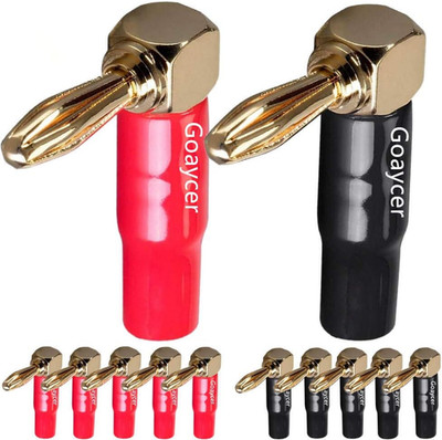 Goaycer Bananenstecker Winkel 24K Vergoldet Für Lautsprecheri Kabel - (6 Paar / 