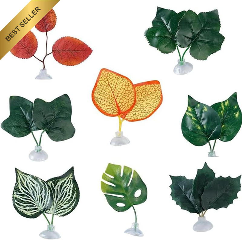 8 PCS Fish Tank Decoration Betta Bed Leaf Fish Hammock Toys Double Leaf Pad Arti