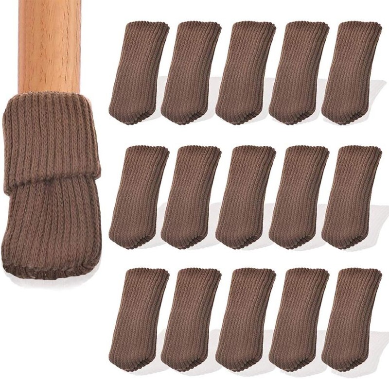 BLUECELL 16pcs Knitting Wool Furniture Socks/Chair Leg Floor Protector (Brown