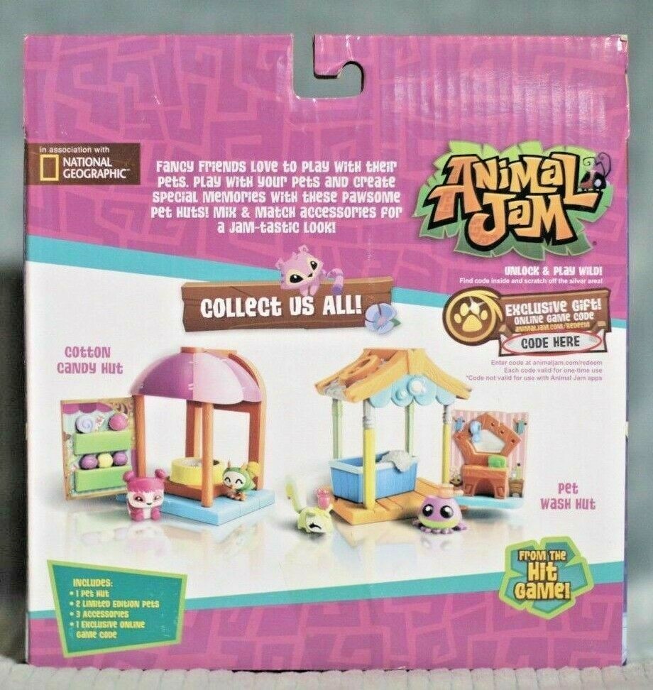Animal Jam COTTON CANDY HUT & PET WASH HUT Playsets Exclusive Limited Edition