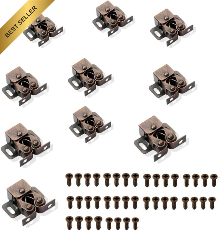 10 PCS Cabinet Latch Double Roller Catch Hardware for Cupboard Closet Cooktop Ca