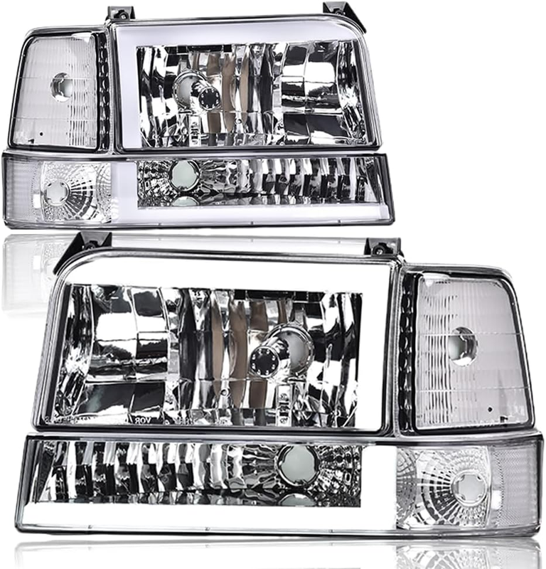 LED Bar Headlamps Headlight Left Right for 1992-1996 Ford F150 F250 F350 Bronco