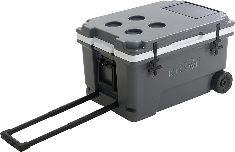Icecove 60-Quart Solar Cooler Portable Insulated Ice Chest with Wheels and Handl
