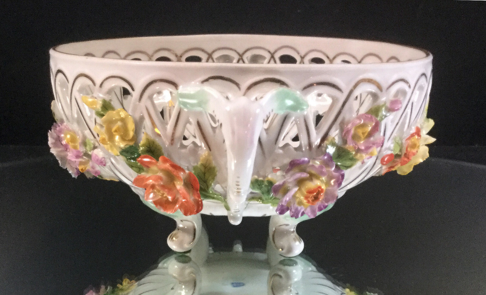 Royal Vienna--Beehive--Footed & Reticulated Floral Centerpiece-Bowl---BUY IT NOW