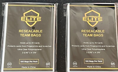 200 - ELITE - RESEALABLE TEAM BAGS - PREMIUM QUALITY - ULTRA CLEAR CARD SLEEVES