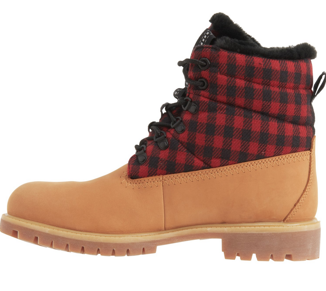 Pre-owned Timberland Men  6-inch Waterproof Insulated Boots Wheat Plaid Red Valentine's In As Pictured