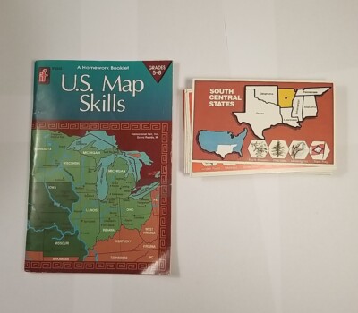 US Map Skills Booklets and Flashcards State Geography Region Capitals Homeschool