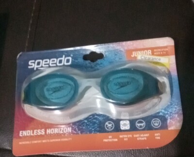 NEW Speedo Junior Endless Horizon Goggle - Clear/Cobalt Blue Yellow - Swim B9