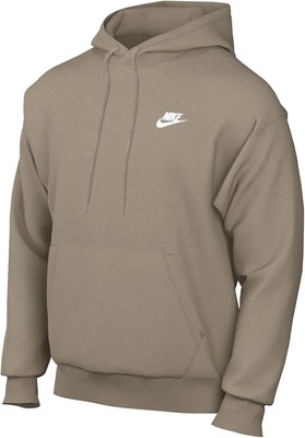 Мужская спортивная одежда Nike цвета хаки/Белый Клубный флисовый пуловер с капюшоном (BV2654 247)