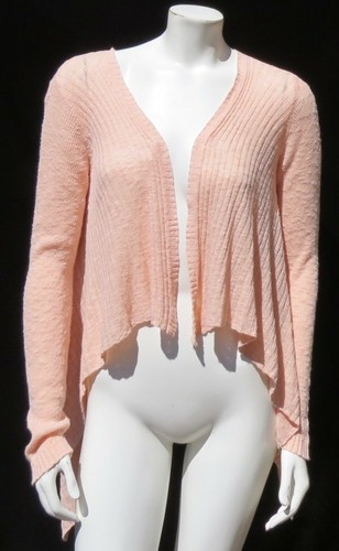 SUNDANCE Catalog Peach Linen Cotton Draped Cardigan Sweater