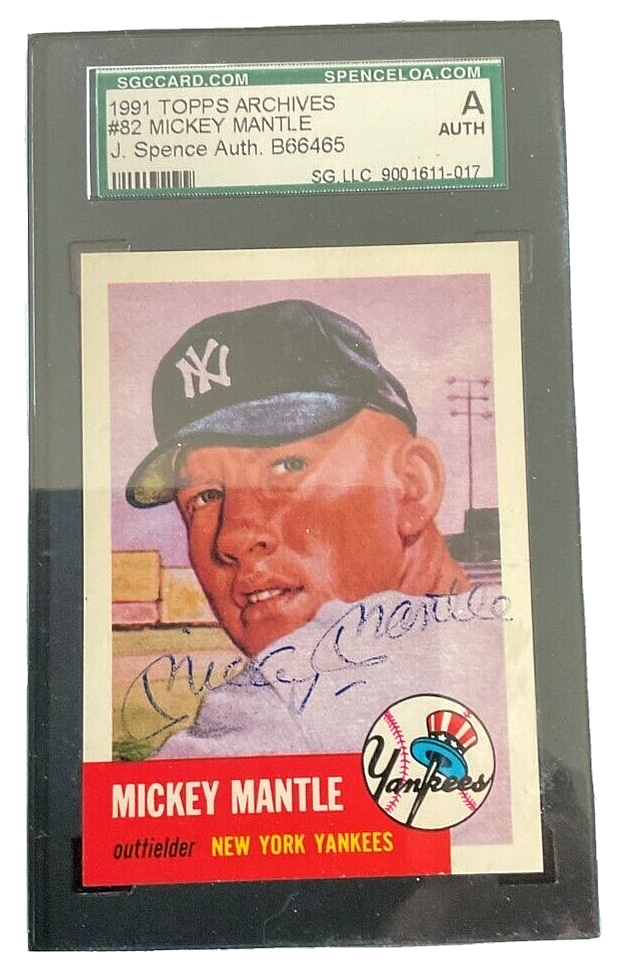 1991 TOPPS ARCHIVES 1953 MICKEY MANTLE #82 AUTOGRAPH SGC