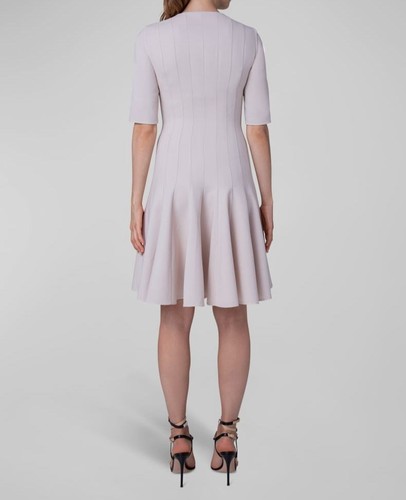 Pre-owned Akris $3490  Women's Pink Paneled Short-sleeve Fit-&-flare Dress Size 4