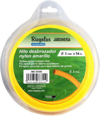 RIEGOLUX Fil De Débroussailleuse En Nylon Rond, Jaune, 3 Mm X 54 M, Fil Débrouss